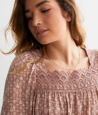 Floral Print Square Neck Top