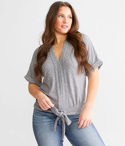 Metallic Front Tie Top