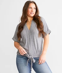 Metallic Front Tie Top
