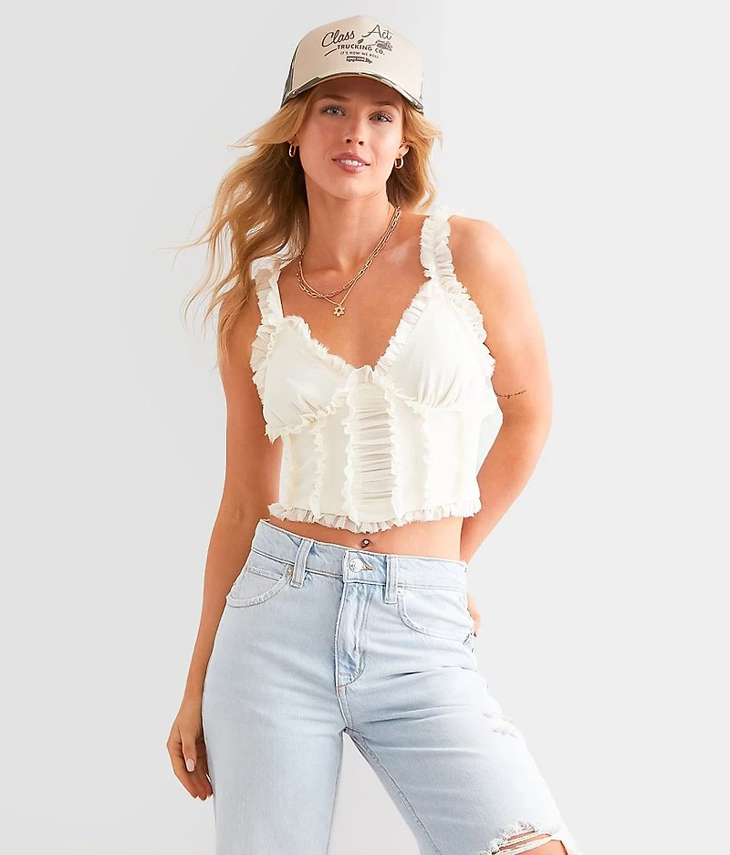 Ruffle Corset Cropped Tank Top