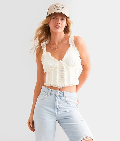 Ruffle Corset Cropped Tank Top