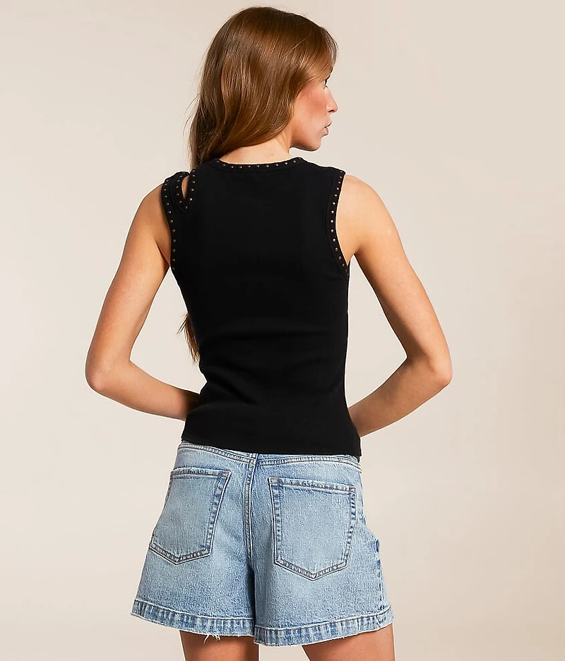 Cut-Out Studded Tank Top