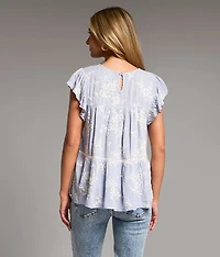 Embroidered Ruffle Top