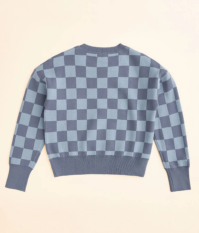 Girls - Smiley Checkered Sweater