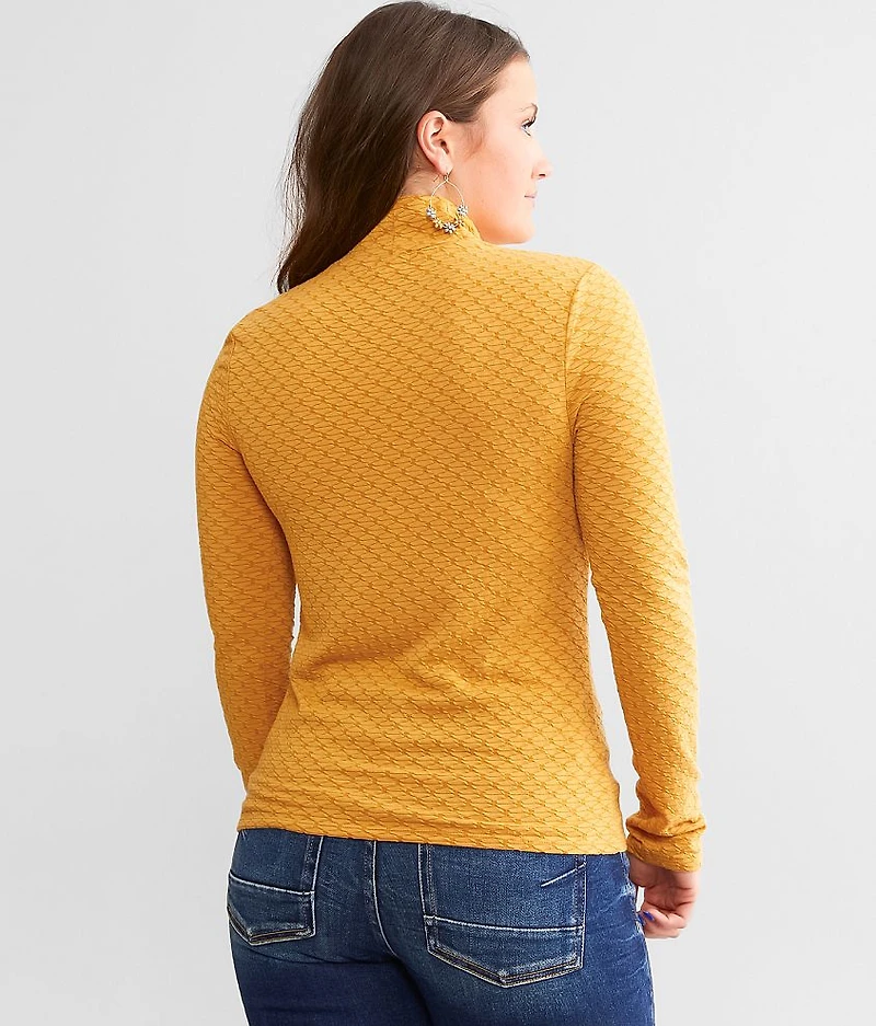 Textured Mock Neck Top