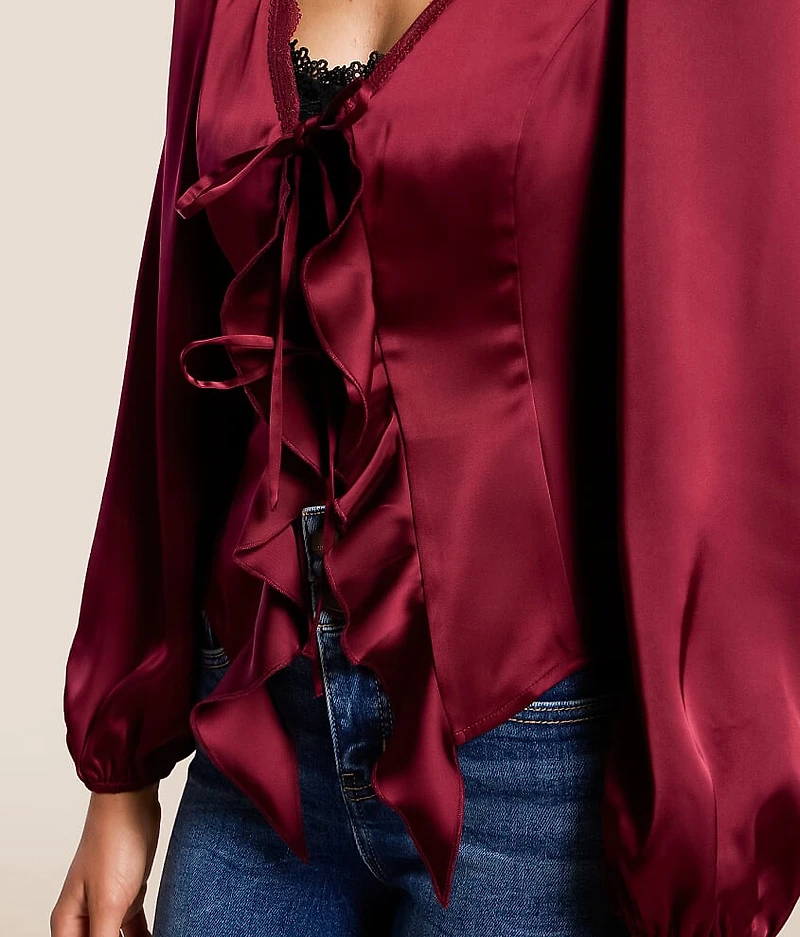 Satin Ruffle Top