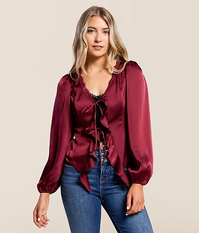 Satin Ruffle Top