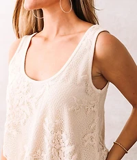 Lace Overlay Bubble Tank Top