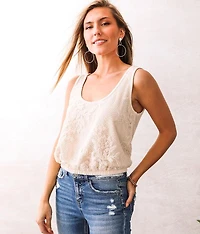 Lace Overlay Bubble Tank Top