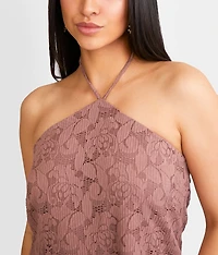 Floral Lace Halter Tank Top