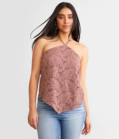 Floral Lace Halter Tank Top