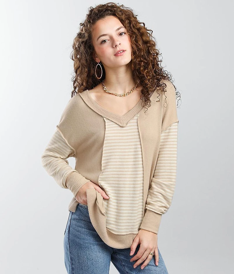 Brushed Knit Striped Top