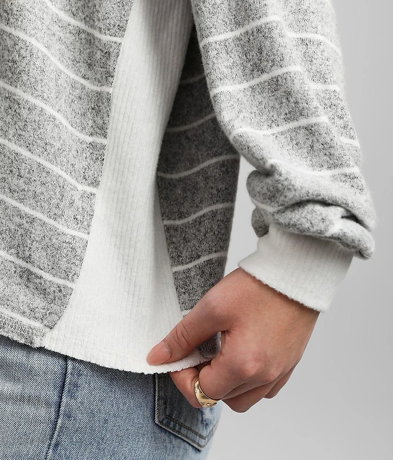 Striped Raw Edge Top