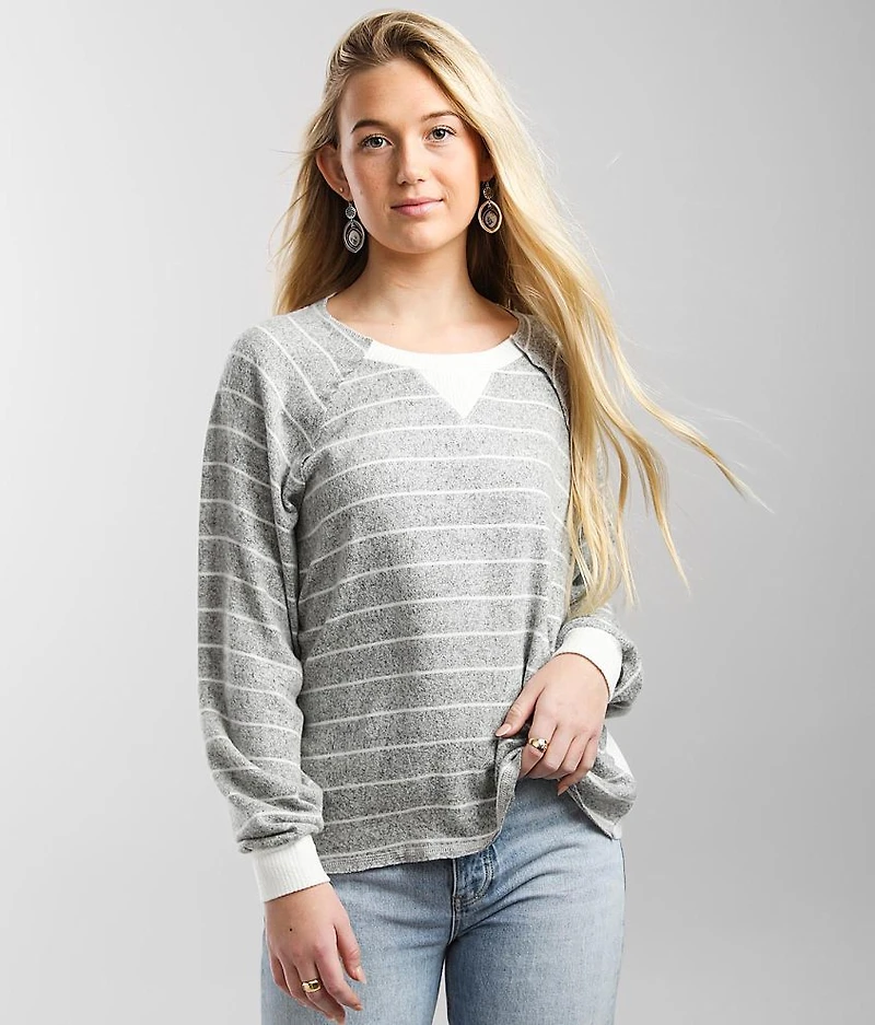 Striped Raw Edge Top
