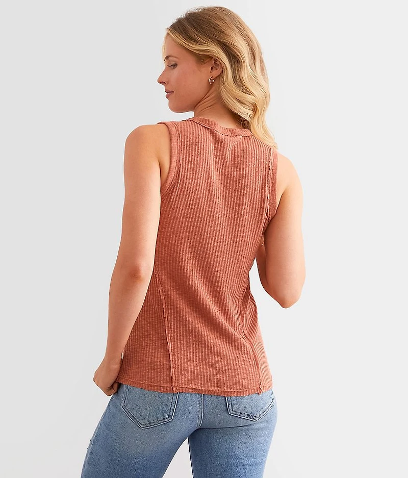 Notched Rib Knit Tank Top