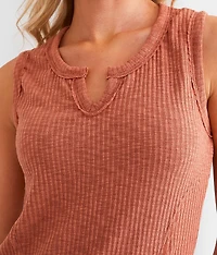 Notched Rib Knit Tank Top