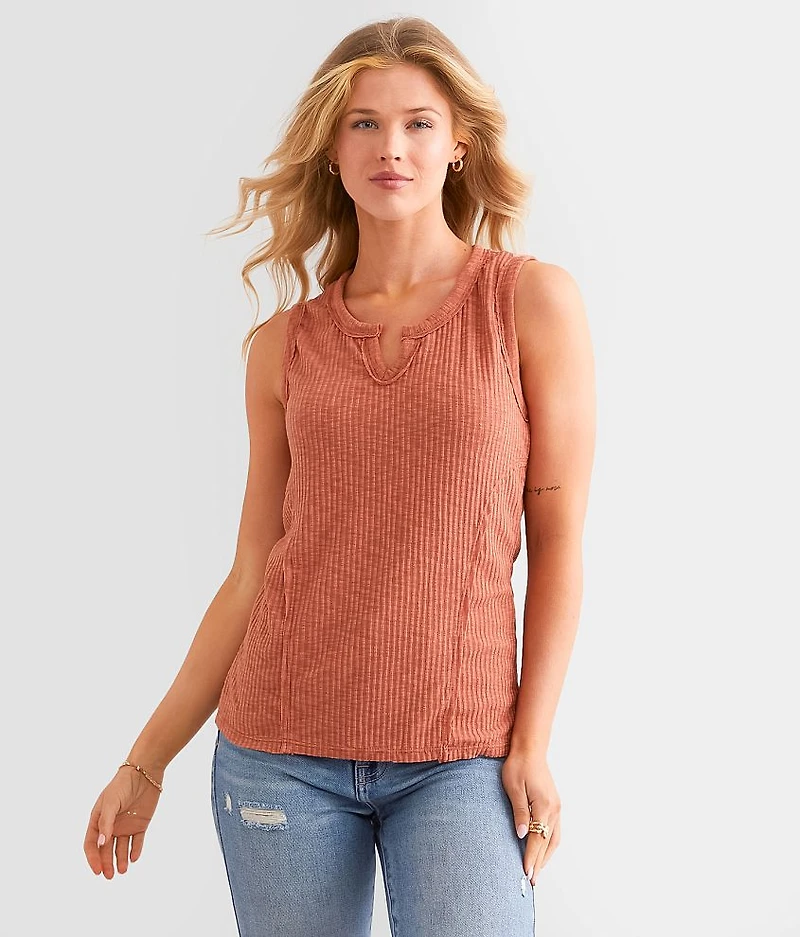 Notched Rib Knit Tank Top