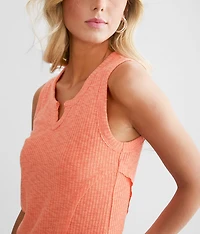 Notched Rib Knit Tank Top