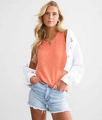 Notched Rib Knit Tank Top