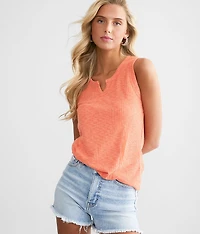 Notched Rib Knit Tank Top