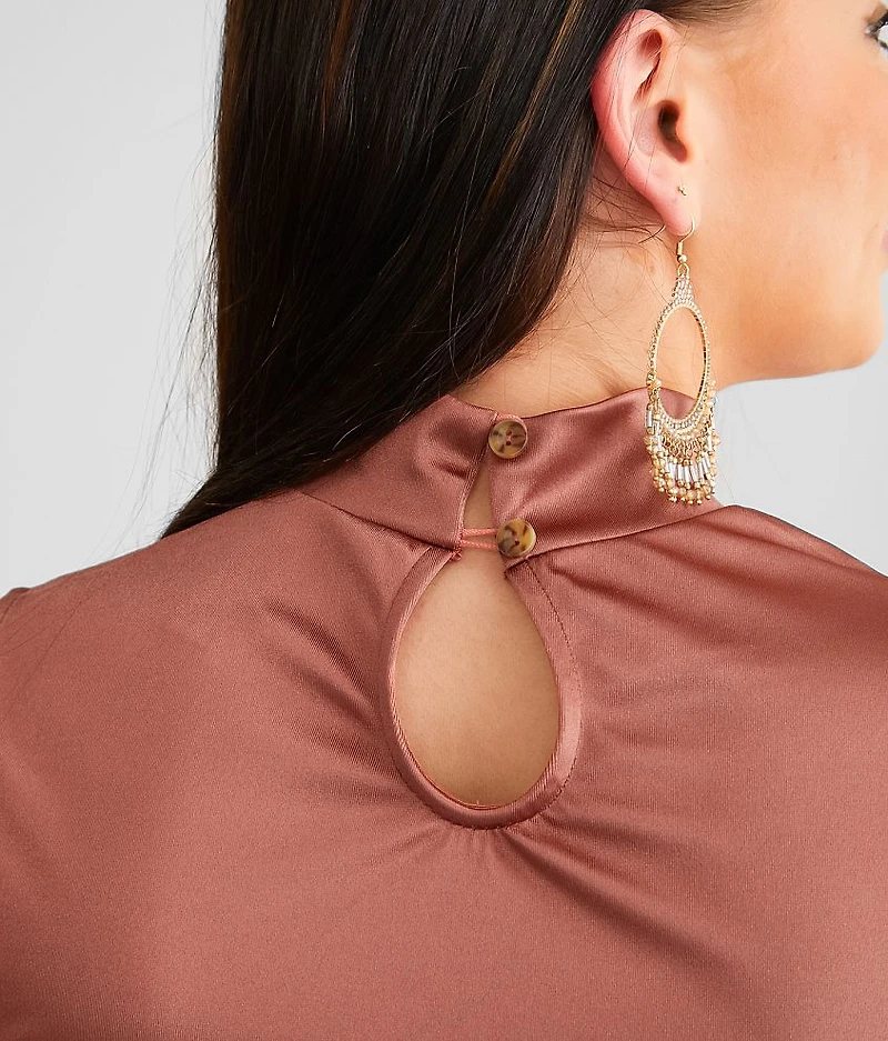 Satin Mock Neck Tank