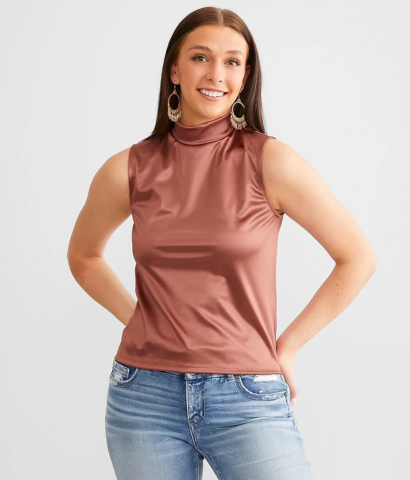 Satin Mock Neck Tank