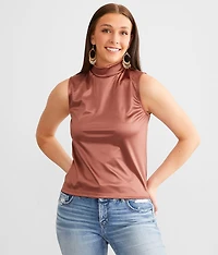 Satin Mock Neck Tank