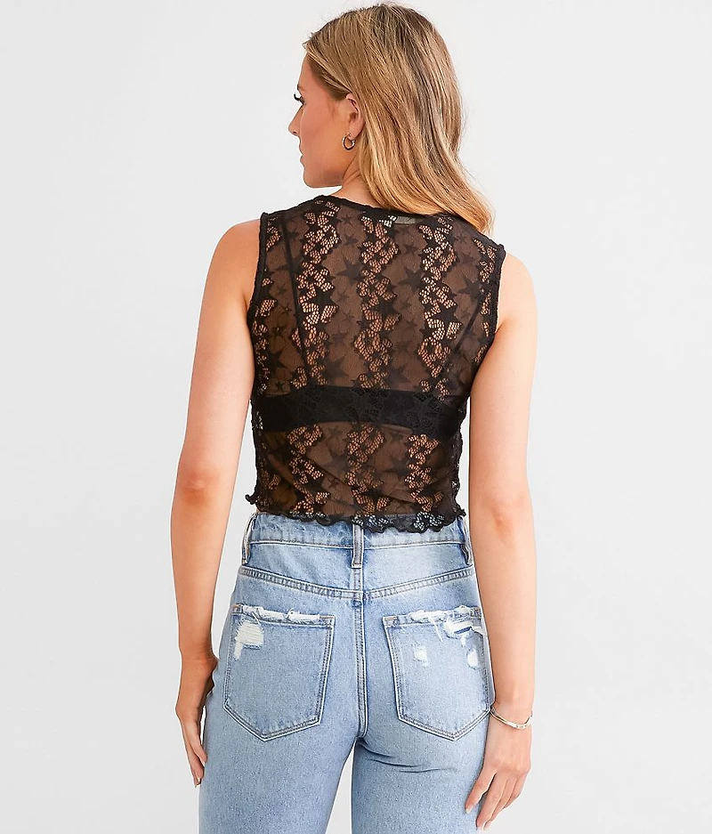 Star Lace Cropped Tank Top