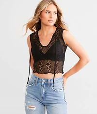 Star Lace Cropped Tank Top