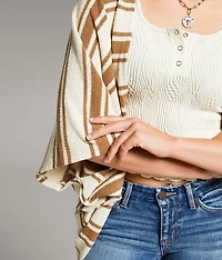Striped Cocoon Cardigan