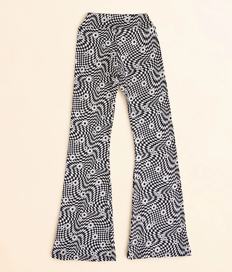 Girls - Checkered Floral Flare Pant