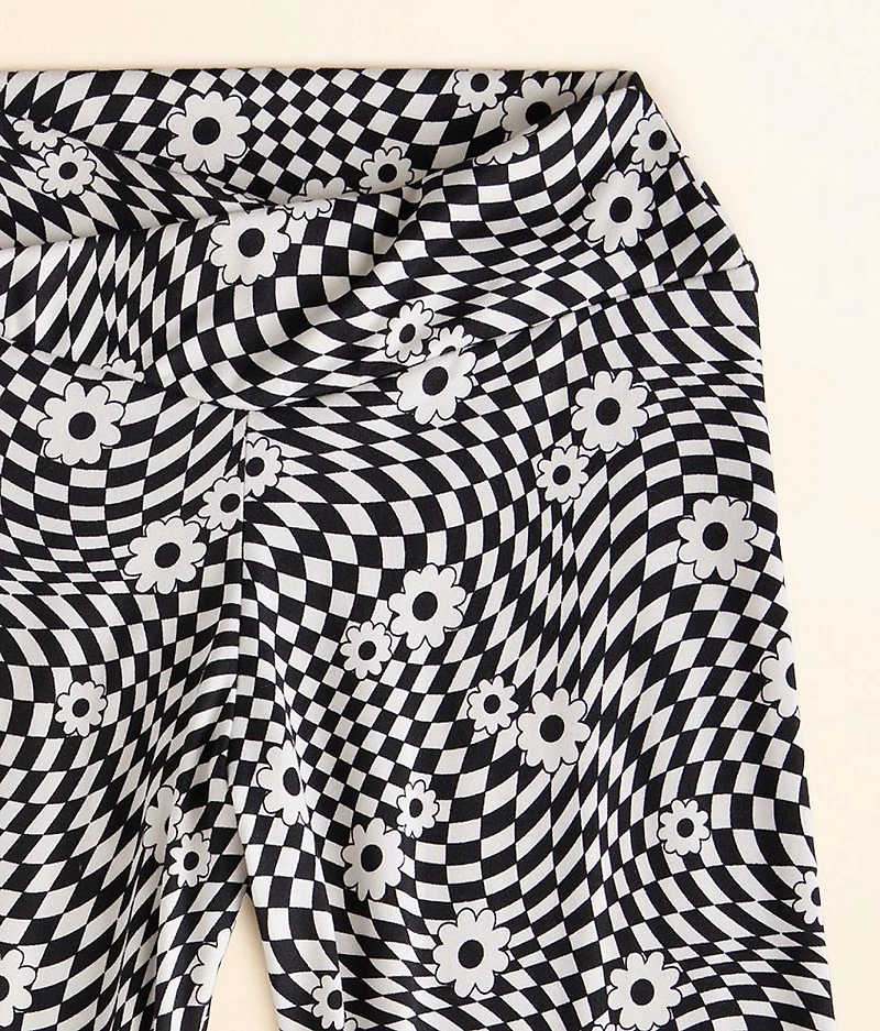 Girls - Checkered Floral Flare Pant