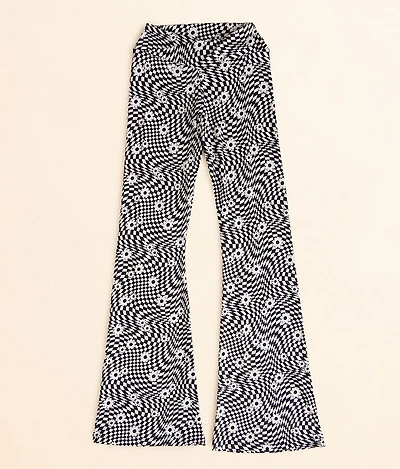 Girls - Checkered Floral Flare Pant