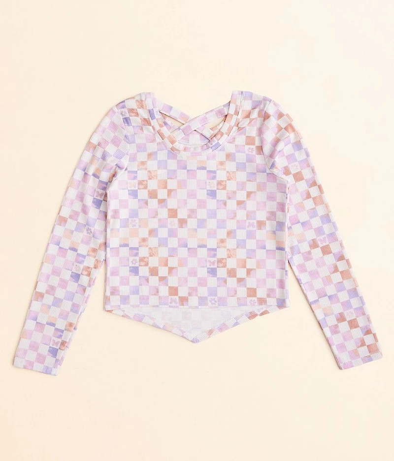 Girls - Checker Floral Top