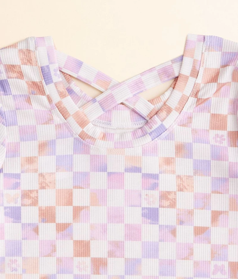 Girls - Checker Floral Top