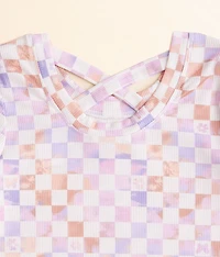Girls - Checker Floral Top