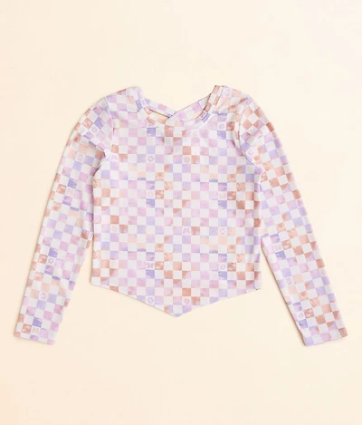 Girls - Checker Floral Top