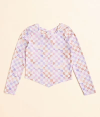Girls - Checker Floral Top
