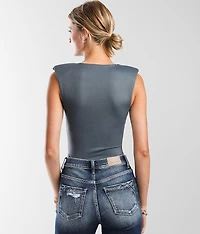 Sleeveless Shoulder Pad Bodysuit