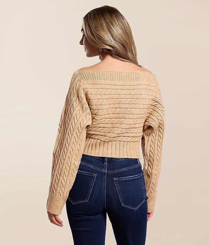 Cropped Cable Knit Sweater