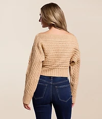 Cropped Cable Knit Sweater