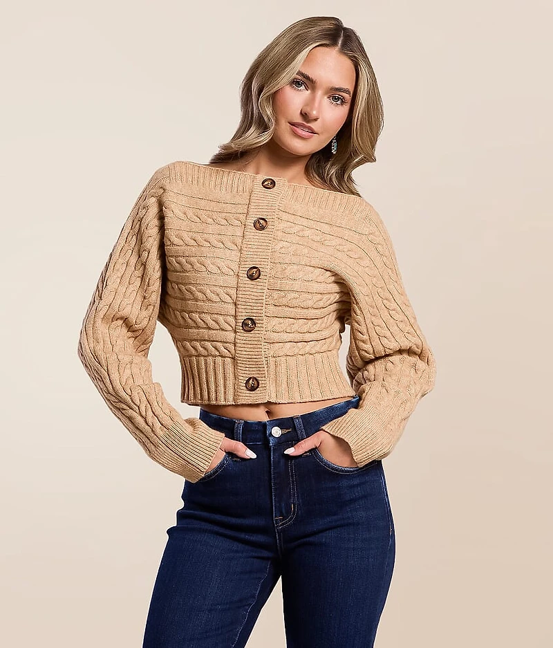 Cropped Cable Knit Sweater