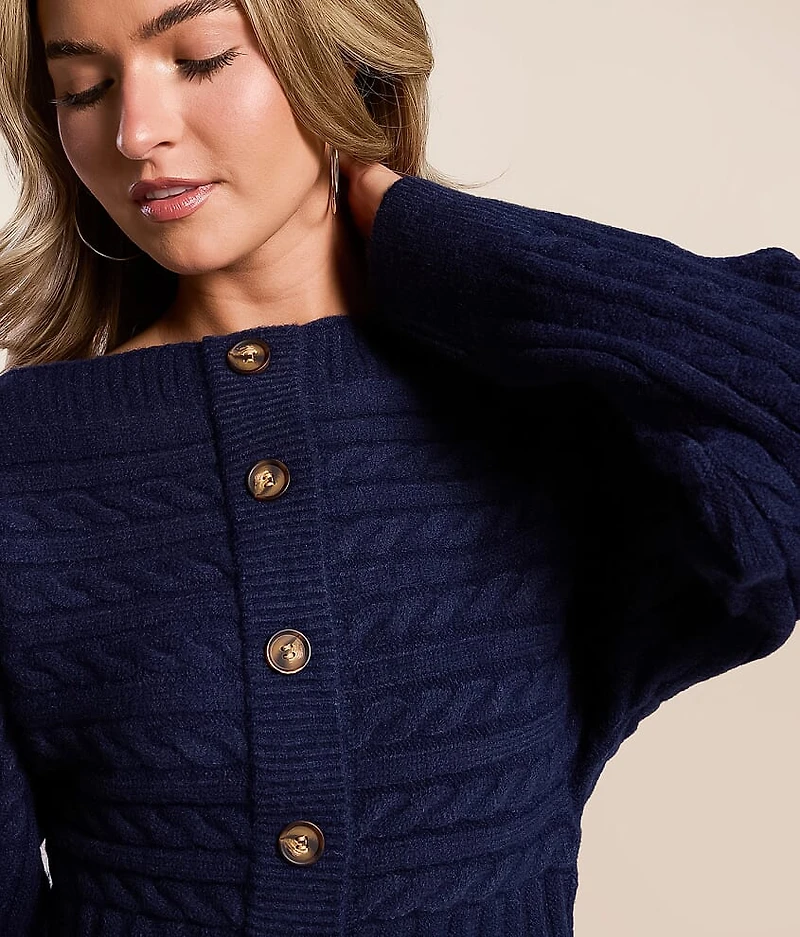 Cropped Cable Knit Sweater