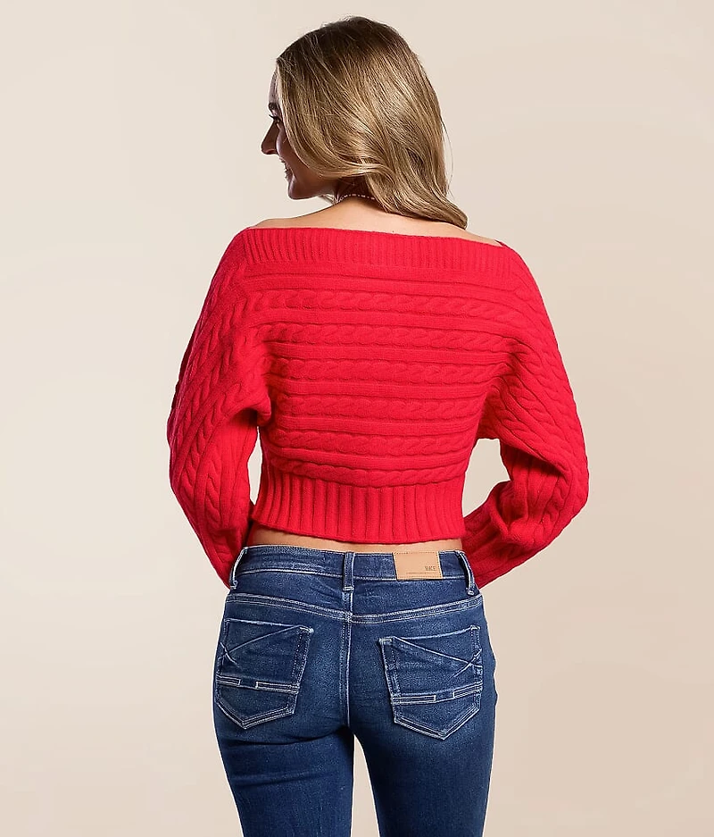 Cropped Cable Knit Sweater