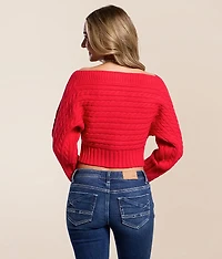 Cropped Cable Knit Sweater