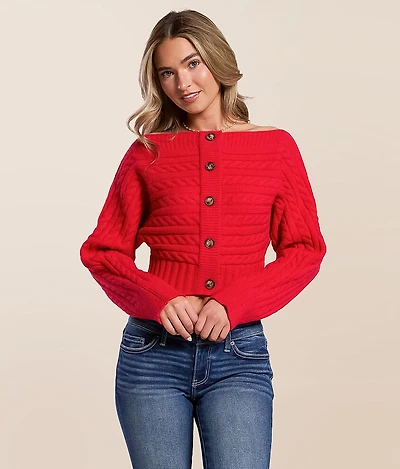 Cropped Cable Knit Sweater