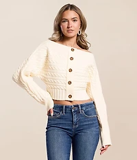 Cropped Cable Knit Sweater
