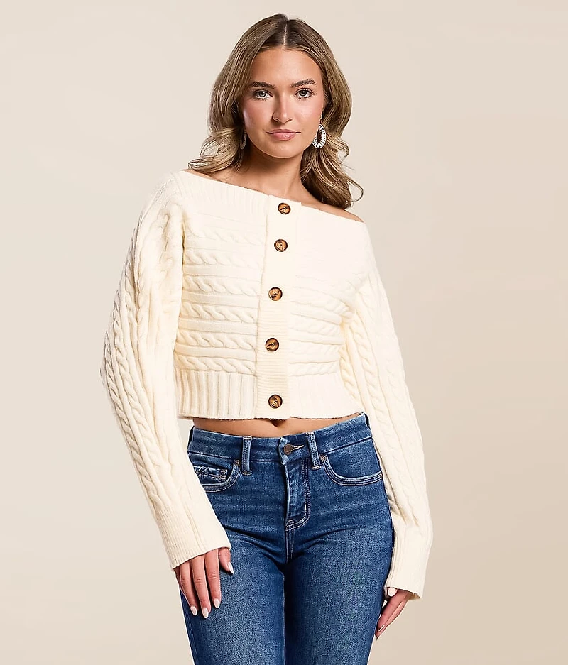 Cropped Cable Knit Sweater