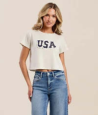 USA Lace Cropped T-Shirt