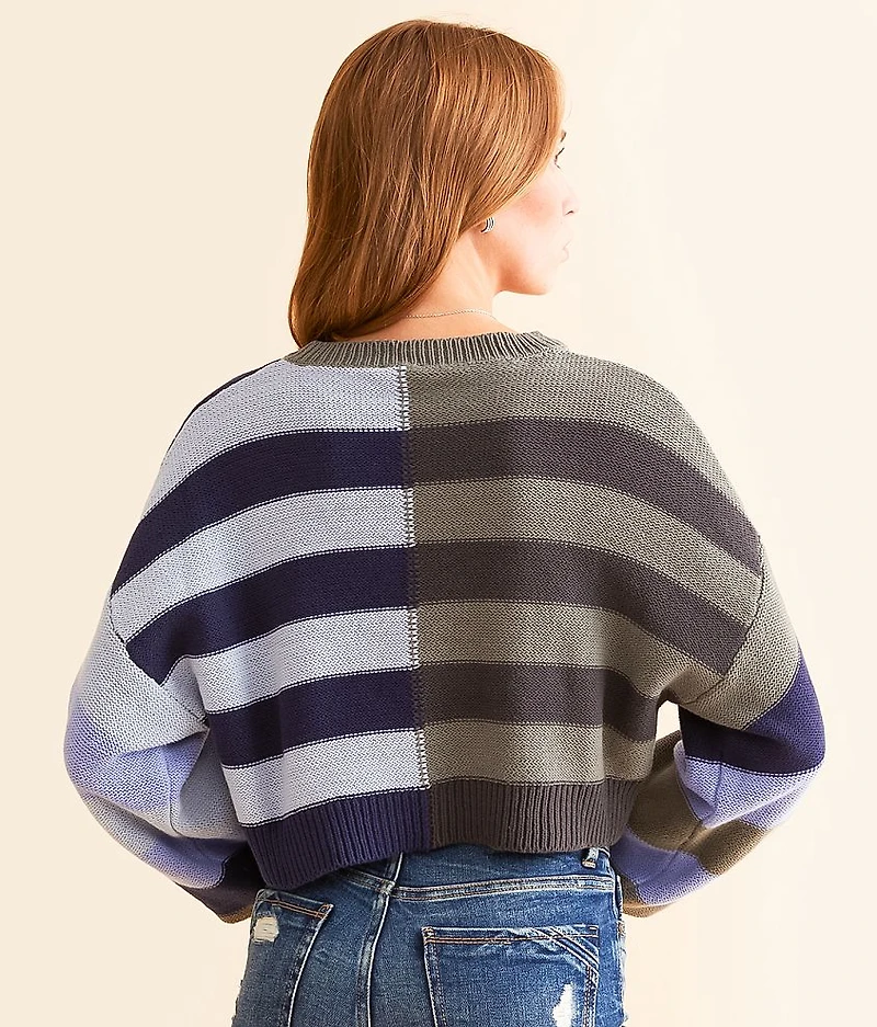 Offset Stripe Cropped Sweater